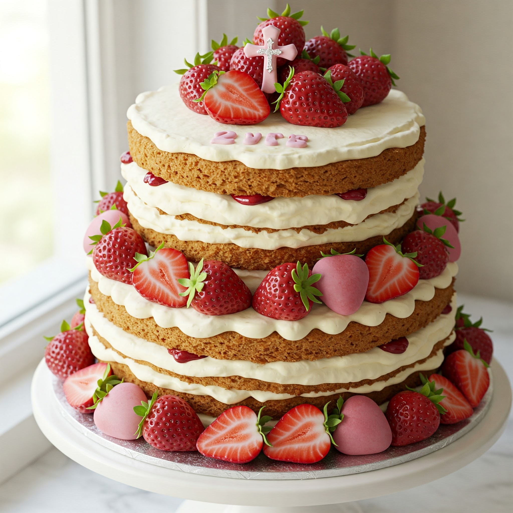 Custom Strawberry Christening Cake