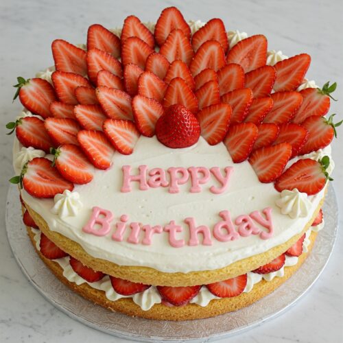 Custom Strawberry Birthday Cake