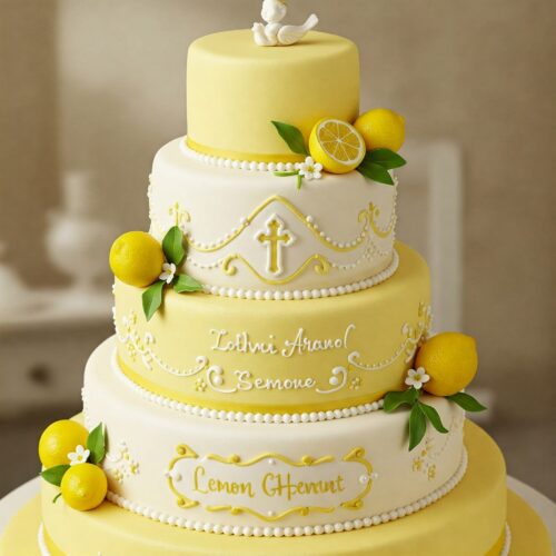 Custom Lemon Christening Cake