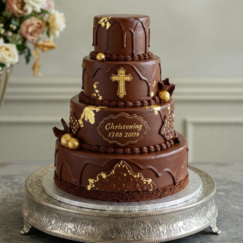 Custom Chocolate Christening Cake